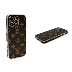Louis Vuitton iPhone 16 Pro Max Leather Case Luxury LV Logo Cover for iPhone 16 Plus
