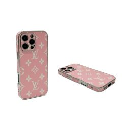 Pink Louis Vuitton iPhone 16 Pro Max Case Leather LV Monogram Pattern Cover