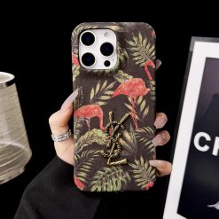 YSL iPhone 16 Pro Max Case – Luxury Yves Saint Laurent Logo Flower Designer Phone Case