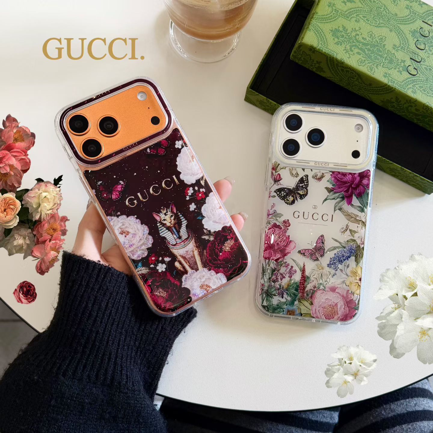 Floral Gucci GG iPhone 17 Pro Max Soft Case Vintage Rose Flower Bloom Designer Cover for iPhone 17 Air 16 Pro Max 15 Pro Max 14 Pro Max Luxury Protective Phone Case - Image 3