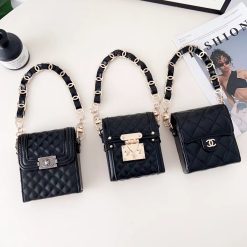 Chanel CC Samsung Galaxy Z Flip 6 / 5 Leather Case – Designer Leather Cover with Handle Strap