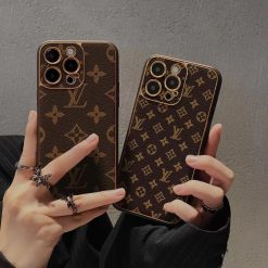 Brown Louis Vuitton iPhone 17 / 16 Pro Max Leather Case – LV Logo Designer Phone Cover