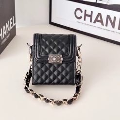 Chanel CC Samsung Galaxy Z Flip 5 / 4 / 3 Leather Case – Designer Small Phone Bag Cover with Handle Strap