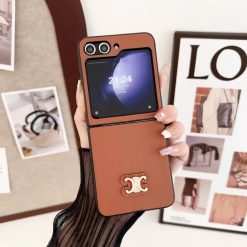 Celine Samsung Galaxy Z Flip 6 / 5 / 4 / 3 Leather Case – Designer Luxury Phone Cover
