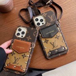 Louis Vuitton iPhone 16 15 Pro Max Case With Strap And Stuff Card Holder