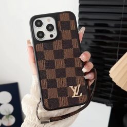 Louis Vuitton iPhone 17 Pro Max Hand Strap Leather Case