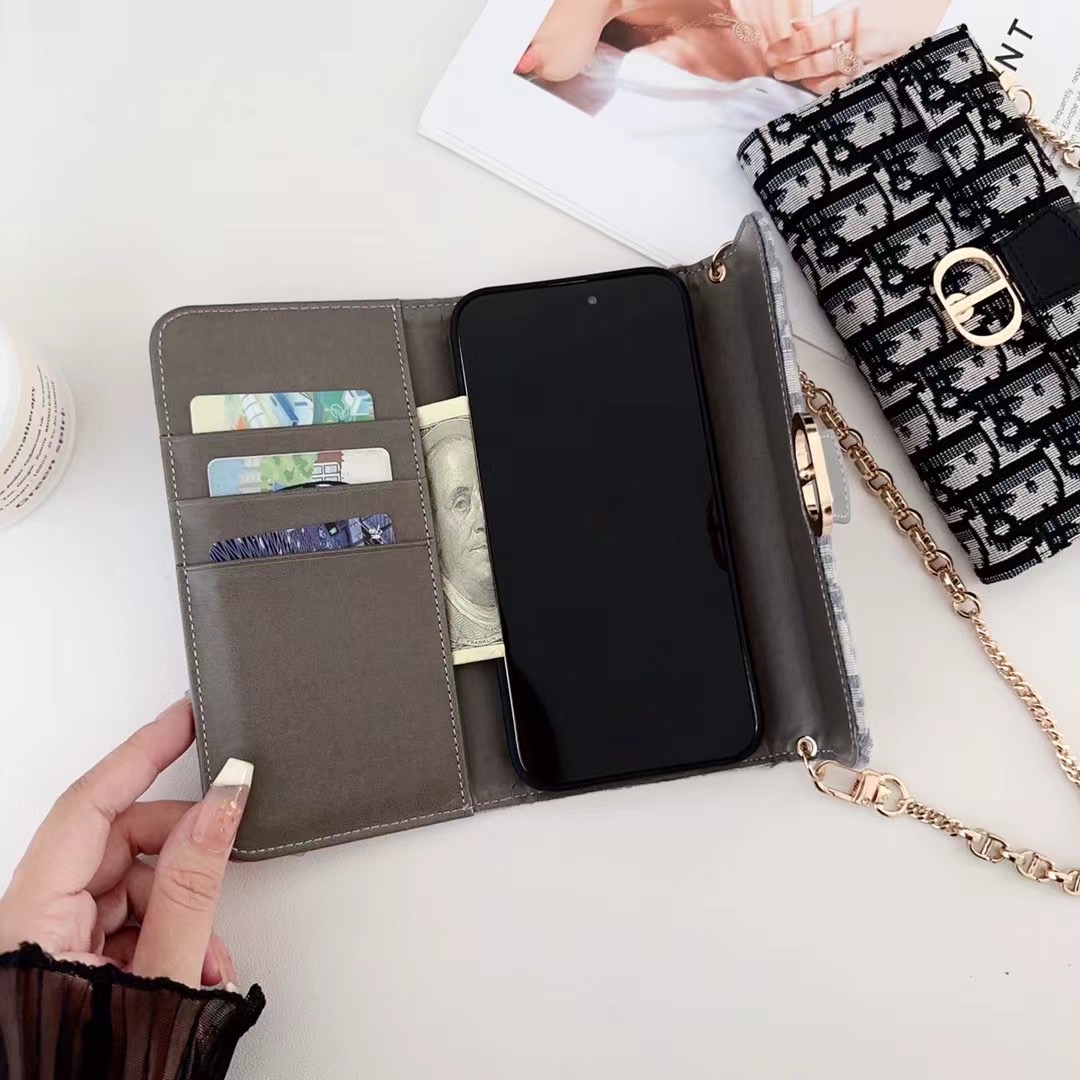 Dior Phone Bag Case iPhone 16 15 Pro Max With Chain Strap Card Holder - Image 5