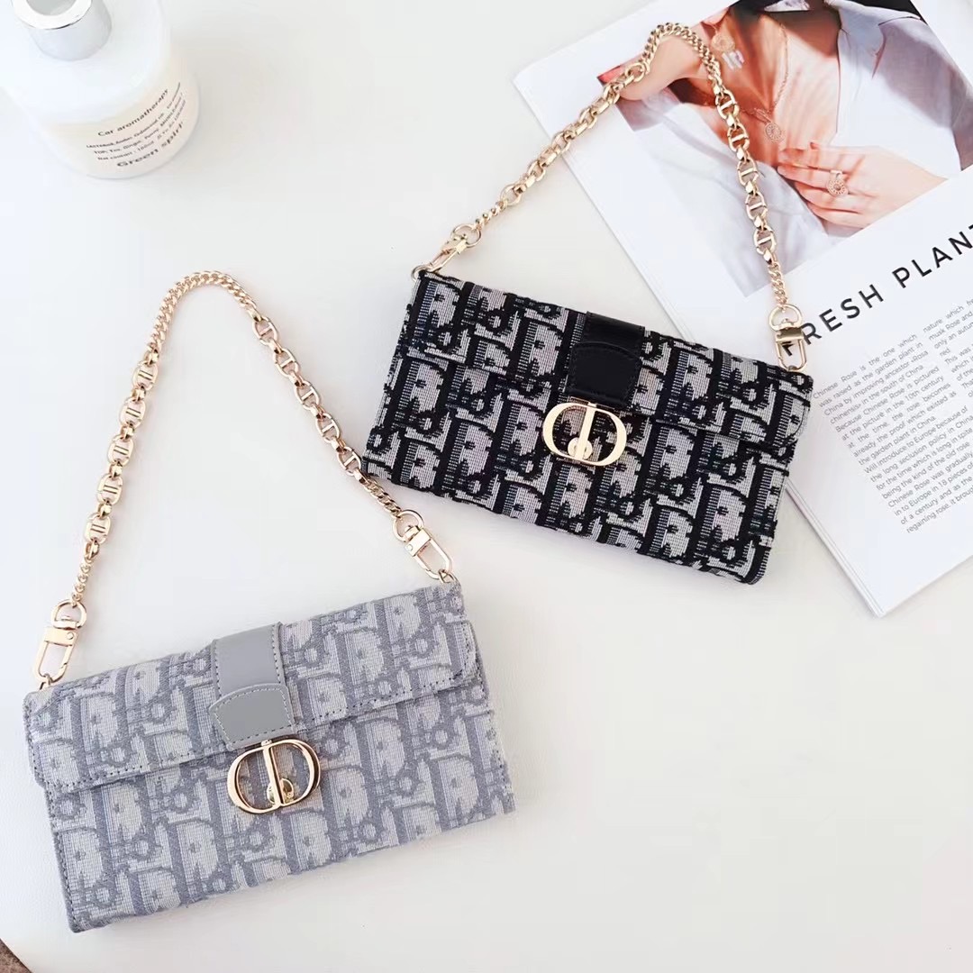 Dior Phone Bag Case iPhone 16 15 Pro Max With Chain Strap Card Holder