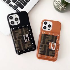 Fendi Case iPhone 16 Pro Max Case Black and Brown Leather Phone Case