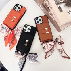 Hermes iPhone 16 Pro Max Leather Wallet Case with Card Holder