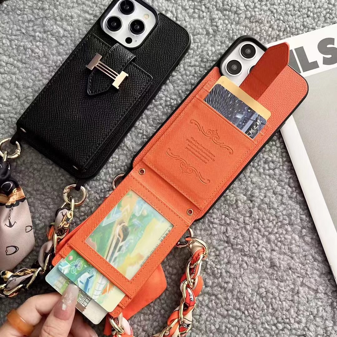 Hermes iPhone 16 Case With Card Holder Wallet Case Slot And Strap - Image 2