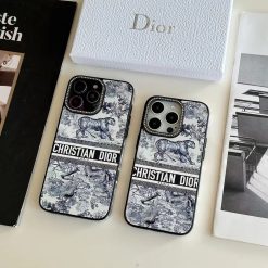 Christian-Dior Leather iPhone 17 Air 16 Pro Max Case – Dior Designer Logo Phone Case Cover