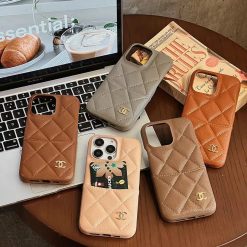 Chanel iPhone 17 / 16 Pro Max Leather Case with Card Holder Wallet – CC Quilted Designer iPhone Case