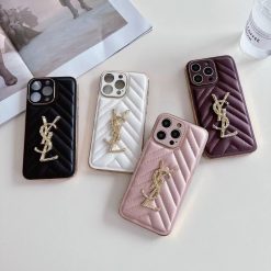 Yves Saint Laurent YSL iPhone 17 Air / 16 / 15 Pro Max Leather Case – Luxury YSL Designer iPhone Cover