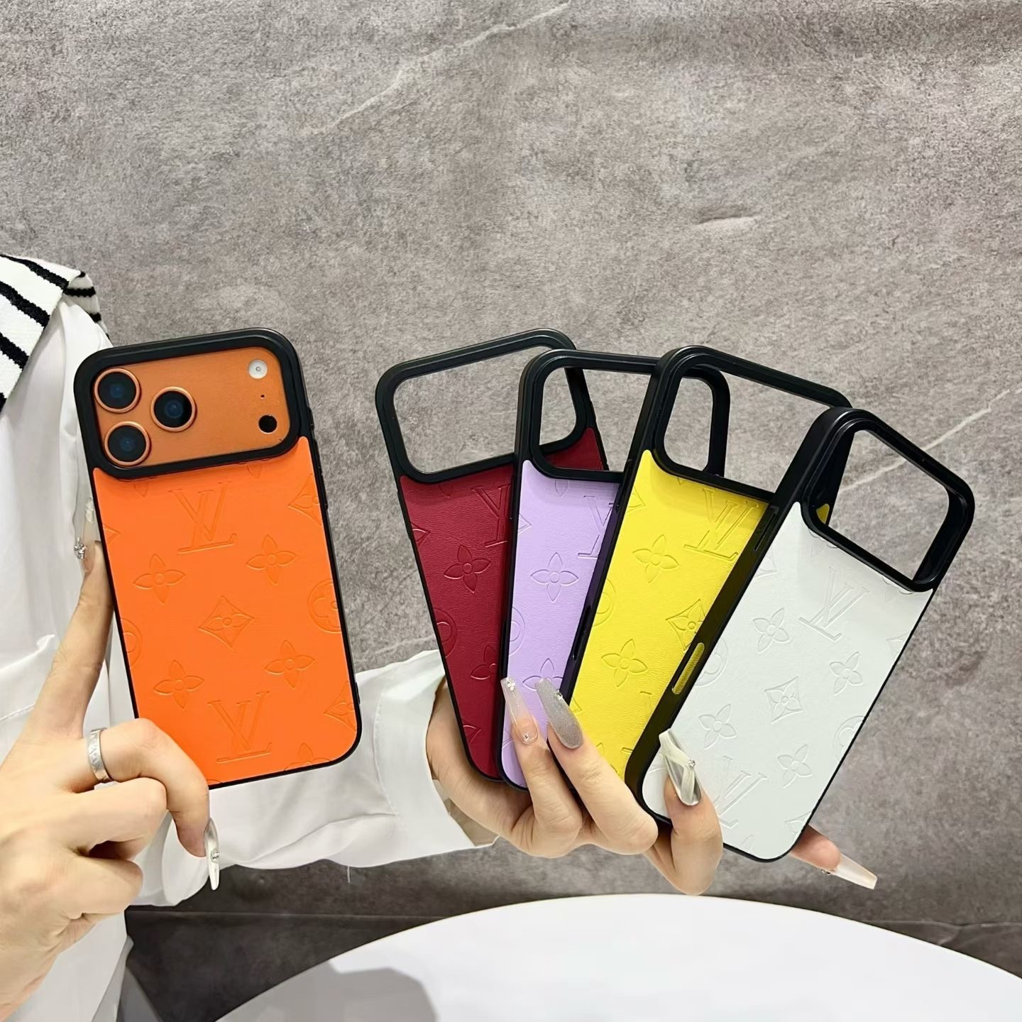Orange Louis-Vuitton iPhone 17 Pro Max Leather Case – LV Designer Cover for iPhone 16 Plus / 15 Pro Max - Image 3