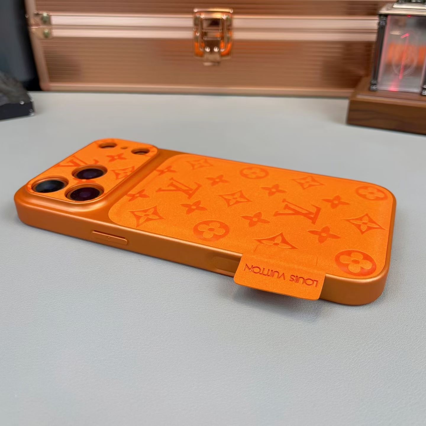 Louis Vuitton LV Monogram White Matte iPhone 17 16 Pro Max Case with Card Holder – Luxury Leather Designer Cover - Image 8