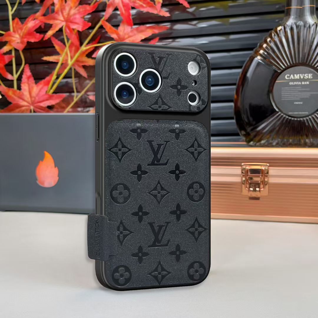 Louis Vuitton LV Monogram White Matte iPhone 17 16 Pro Max Case with Card Holder – Luxury Leather Designer Cover - Image 4