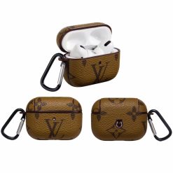 Brown Louis-Vuitton AirPods Pro 2 Leather Case – LV AirPods 3 Case Cover Luxury