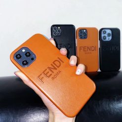 Fendi Case iPhone 15 Pro Max Case Black and Brown Leather Phone Case