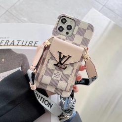 Louis Vuitton iPhone 16 15 14 Pro Max Case With Leather Shoulder Strap