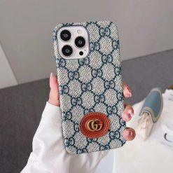 GG-Gucci iPhone 16 Pro Max Leather Case with GG logo