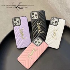YSL iPhone 16 15 Pro Max Case Yves-Saint-Laurent Leather Case Coque Cover