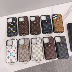 Gucci-LV iPhone 16 Pro Max 14 Plus Leather Case With Card Holder Wallet