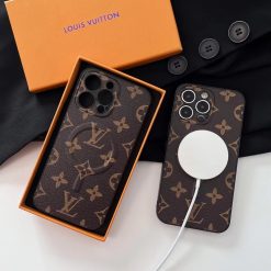 Louis Vuitton iPhone 16 15 Pro Max Leather Case With Magsafing Wireless Charging
