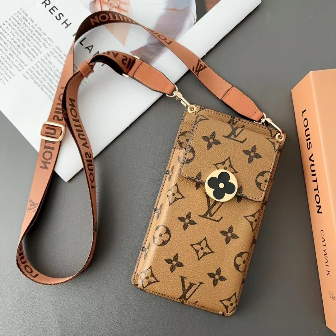 Louis Vuitton iPhone 16 15 14 Pro Max Case Phone Bag With Strap - Image 4