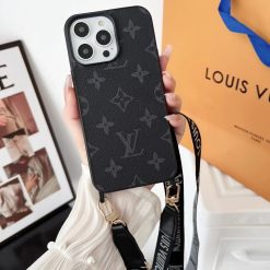 Louis Vuitton iPhone Case 16 15 14 Pro Max With Shoulder Strap