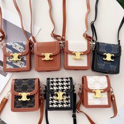 Celine Samsung  Z FLIP 6 5 Leather Case with Strap