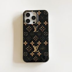 Louis Vuitton iPhone 17 / 16 / 15 Pro Max Case – LV Leather Phone Case with Strap Wrist Handle Holder