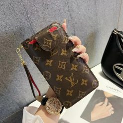 Louis Vuitton iPhone 17 Pro Max Brown Leather Phone Pouch Bag Wallet Crossbody for iPhone 16 15 14