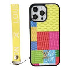 Louis Vuitton iPhone 17 16 Pro Max Leather Case with Short Hand Strap – LV Designer Phone Case