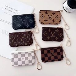 Louis-Vuitton Small Leather Wallet Bag Card Holder Key Pouch Purse – LV Monogram Coin & Card Case