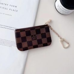 Brown Louis-Vuitton Small Leather Wallet Bag Card Holder Key Pouch Purse – LV Monogram Coin & Card Case